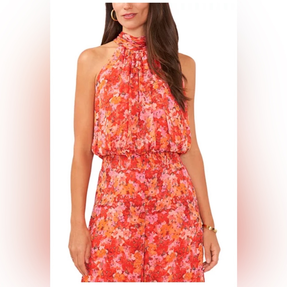 VINCE CAMUTO Floral Print High Neck Jumpsuit NWOT - Picture 3 of 3